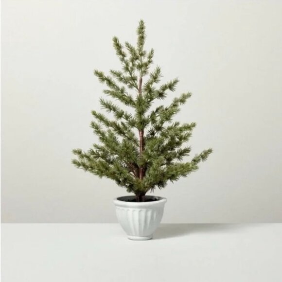 22" Faux Spruce Tree Fluted Porch Pot -Hearth & Hand Magnolia Christmas 2024 NWT - Picture 1 of 6